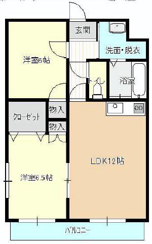 ブローテ曳馬(2LDK/1階)の間取り写真
