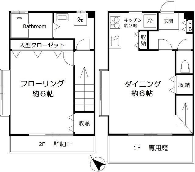 フローラルハイツII(1DK/1階)の間取り写真