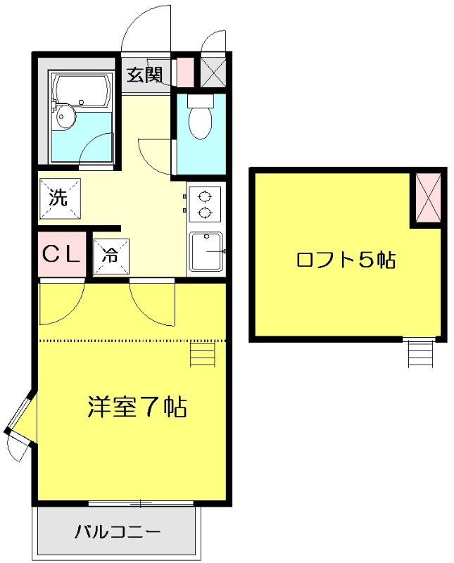 エスポワール和光(1K/2階)の間取り写真