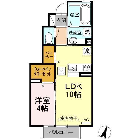 フラット テン(1LDK/1階)の間取り写真