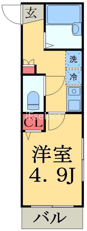 MELDIA新検見川Ⅲ(1K/2階)の間取り写真