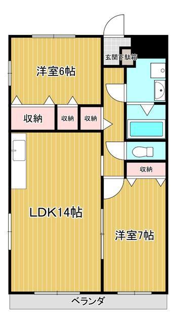 トップス石川(2LDK/2階)の間取り写真