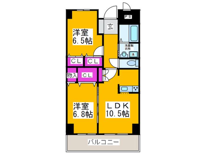 南秀苑なかもず(2LDK/5階)の間取り写真