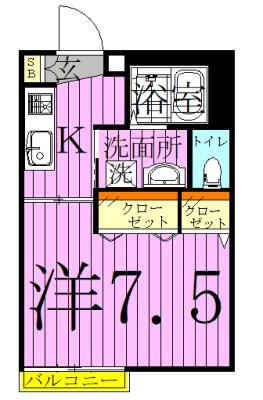 ラッキーベア(1K/2階)の間取り写真