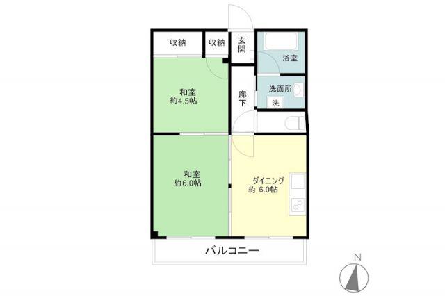 香陵コーポ(2DK/2階)の間取り写真