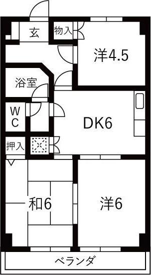 中根ハイツ(3DK/3階)の間取り写真