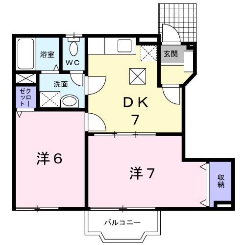 ガーデンヒルズ斑鳩I(2DK/1階)の間取り写真