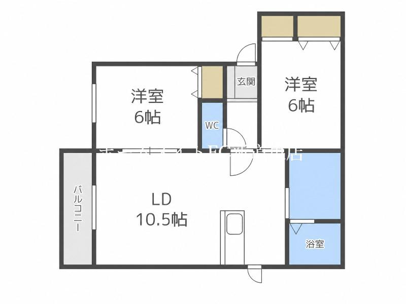 レイシス伏古III(2LDK/1階)の間取り写真