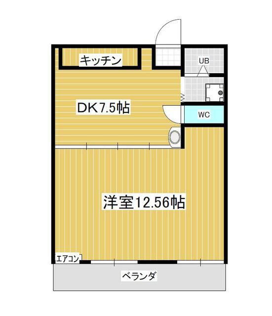 ワシミヤビル(1DK/2階)の間取り写真