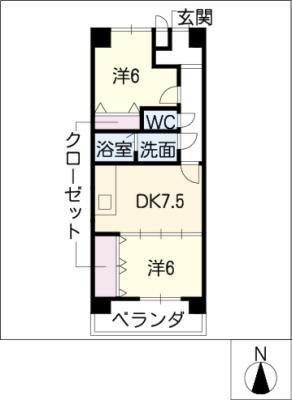 ベルウッド名駅(2DK/5階)の間取り写真