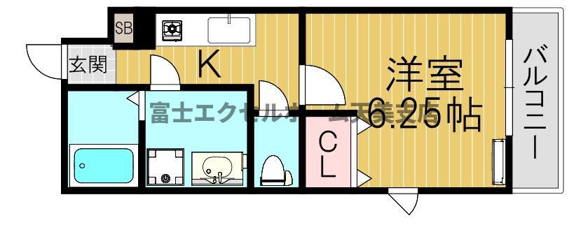 EXハイツ天美III(1K/2階)の間取り写真