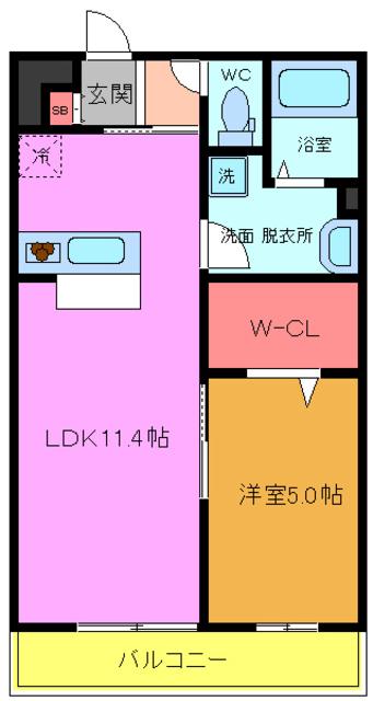 リブリ・ニソル(1LDK/2階)の間取り写真