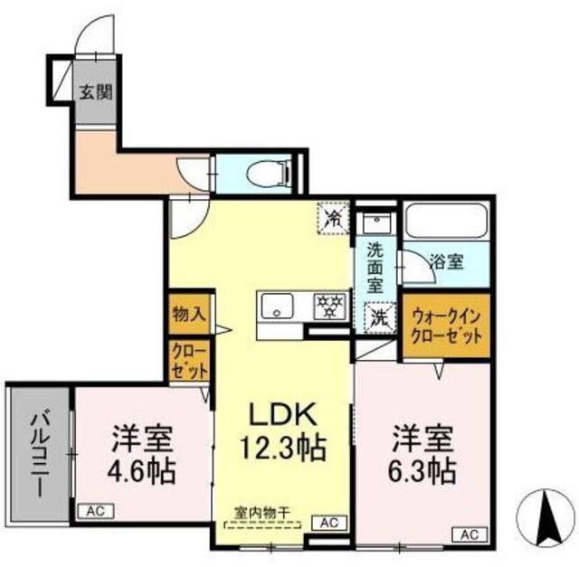 セレスティア鹿浜(2LDK/3階)の間取り写真