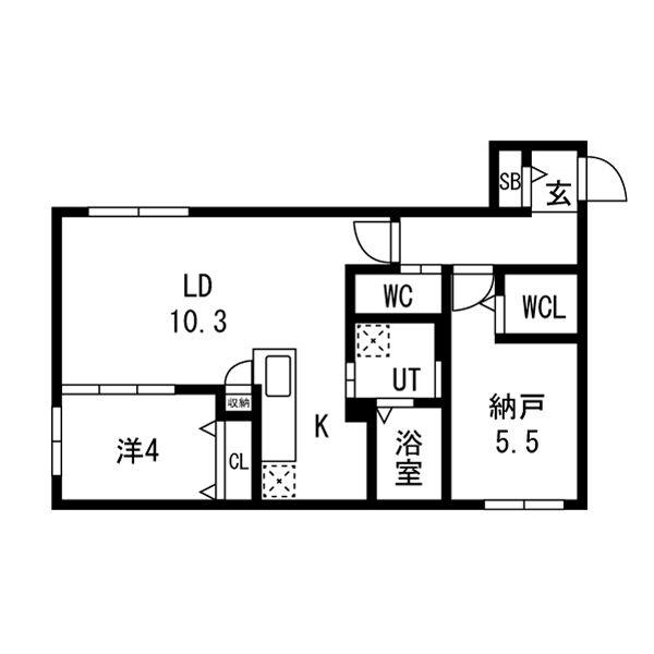 NUVOLA麻生(2LDK/4階)の間取り写真