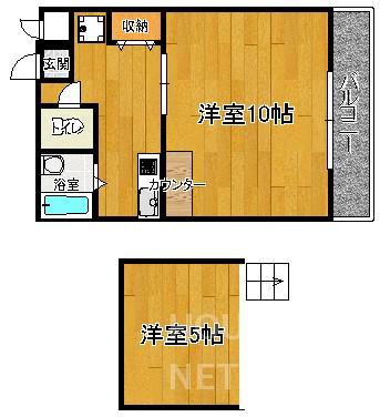 ベルメール北大路(1K/3階)の間取り写真