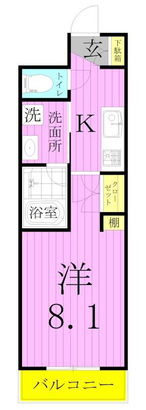 ジュイールパルフェ西新井(1K/3階)の間取り写真