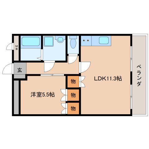 グリーンアイランド(1LDK/1階)の間取り写真