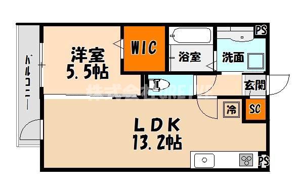 アンソレイエくさつ(1LDK/1階)の間取り写真