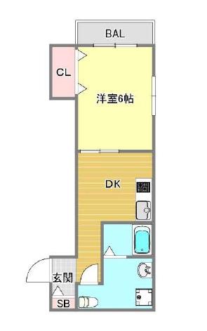東梅田レジデンス小島(1DK/4階)の間取り写真