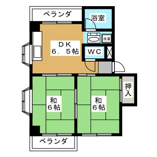 メゾンドールIII(2DK/2階)の間取り写真