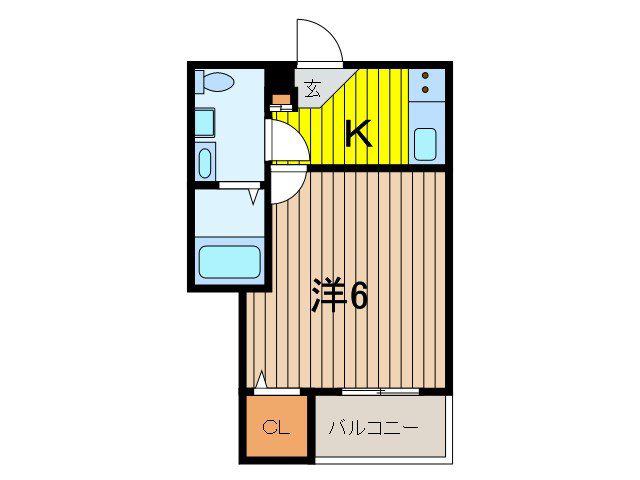 フォレスト南与野(1K/2階)の間取り写真