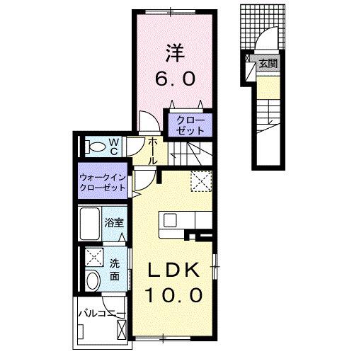 アリーチェ(1LDK/2階)の間取り写真