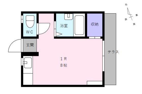 アメニティ新町(ワンルーム/2階)の間取り写真