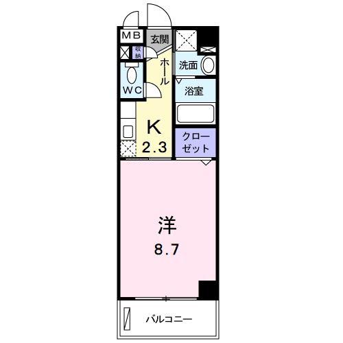 マンション・グラース(1K/3階)の間取り写真