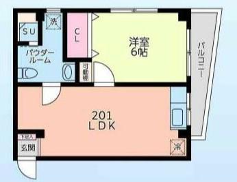 コントレールセンジュベース(1LDK/2階)の間取り写真