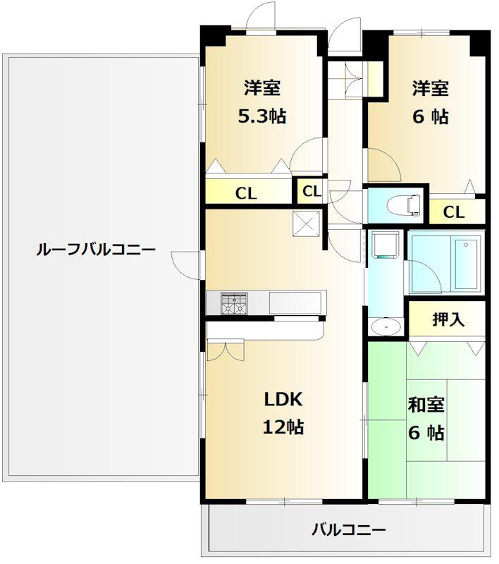 ラフィネ・エスト(3LDK/7階)の間取り写真