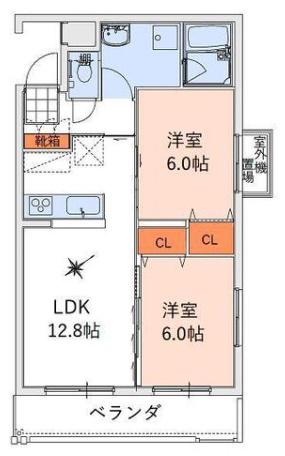 VILLA PORTOFINO(2LDK/3階)の間取り写真
