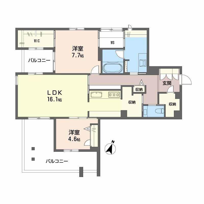 ミュリエル箕面(2LDK/4階)の間取り写真