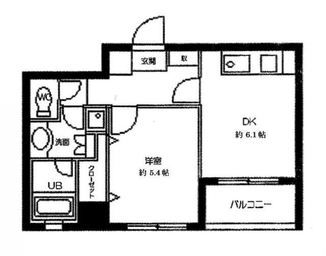 ラクラス田原町(1DK/6階)の間取り写真