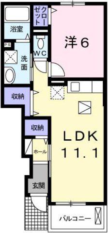 フェリーチェ(1LDK/1階)の間取り写真