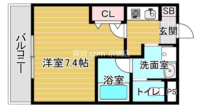 AILE京橋(1K/3階)の間取り写真