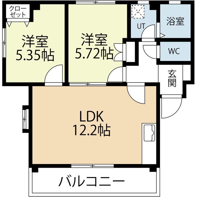 原リバーサイド(2LDK/3階)の間取り写真