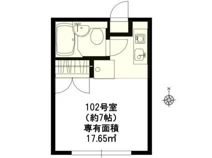 クレスト武蔵野(ワンルーム/1階)の間取り写真
