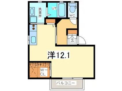 ルミエールK(ワンルーム/2階)の間取り写真