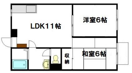 ハイツいくた(2LDK/1階)の間取り写真
