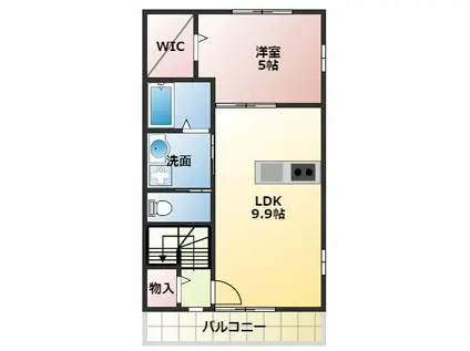 ヒッポ阿方 A棟(1LDK/2階)の間取り写真