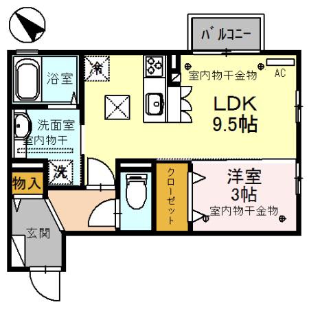 RECENTESEIWA(1LDK/1階)の間取り写真