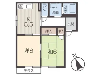 エポックマンション朝来(2DK/1階)の間取り写真