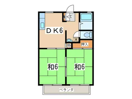 メゾン・ド・コウ(2DK/2階)の間取り写真