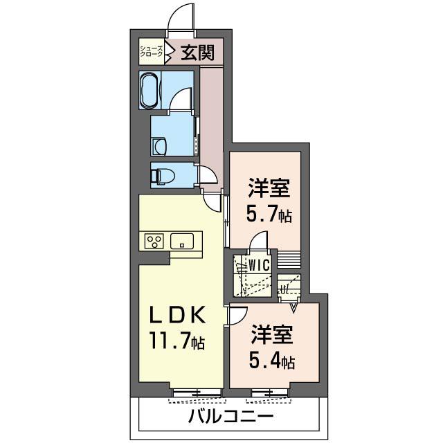 エラブル(2LDK/2階)の間取り写真