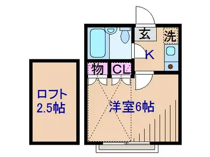 ユタカハイツ富士塚(1K/2階)の間取り写真