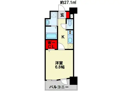 アースコートYSシティ西神原(1K/8階)の間取り写真