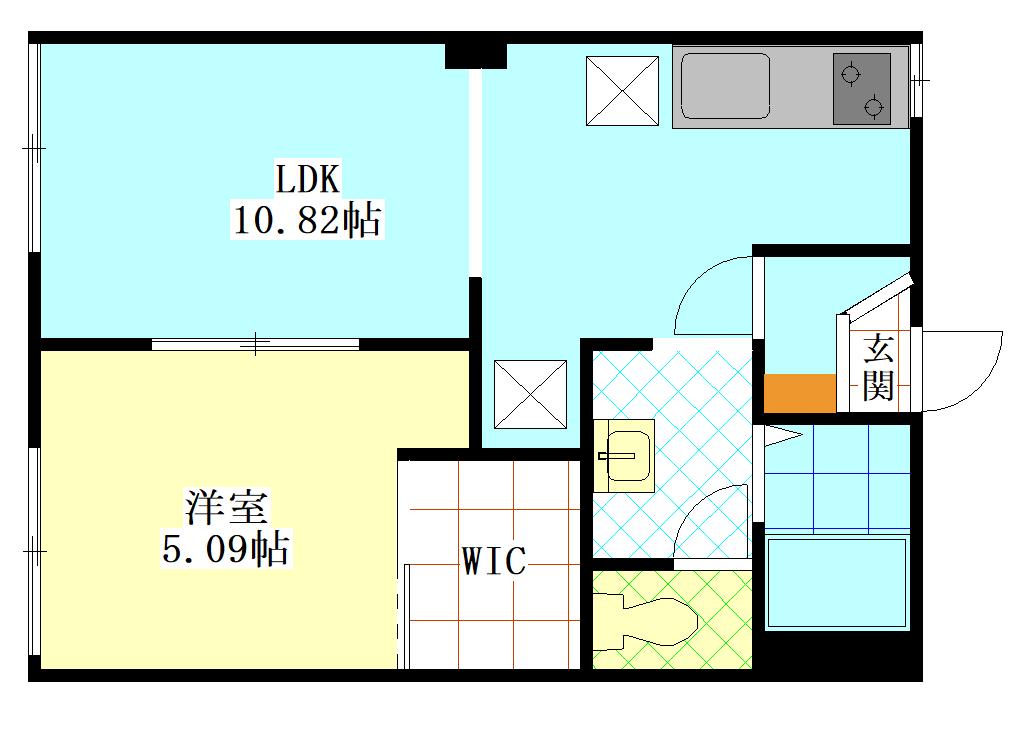コーポ山田 B(1LDK/1階)の間取り写真