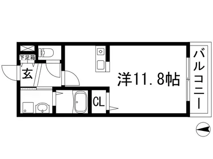 メゾンドグラースN(ワンルーム/1階)の間取り写真