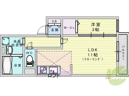 ストーク小野原(1LDK/1階)の間取り写真