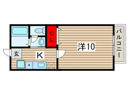 パインビレッジ(1K/2階)の間取り写真